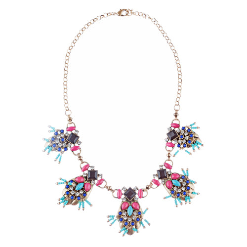 Striking Design Crystal Rhinestone Beads Statement Necklace Set JN285 Multi