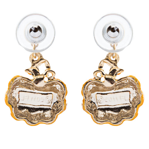 Halloween Costume Jewelry Enamel Pumpkin Charm Dangle Earrings E761 Orange - Accessoriesforever