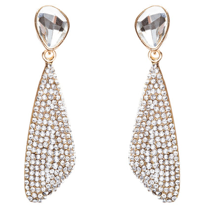 Bridal Wedding Jewelry Crystal Rhinestone Gorgeous Dangle Drop Design E785 Gold - Accessoriesforever