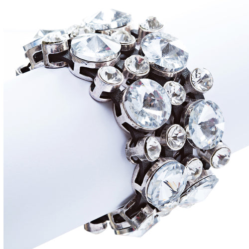 Bubble Crystal Strap Fashion Bracelet Silver Clear
