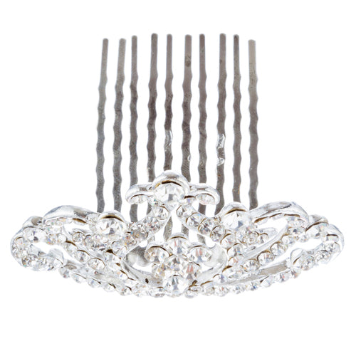 Bridal Wedding Jewelry Crystal Rhinestone Adorable Hair Comb Tiara H182 Silver - Accessoriesforever