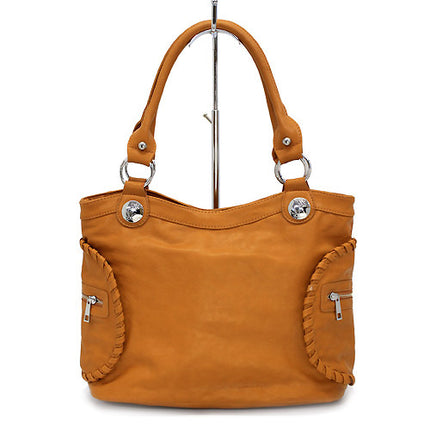 Leatherette Soft Faux Leather Fashion Satchel Shoulder Handbag Bag Brown