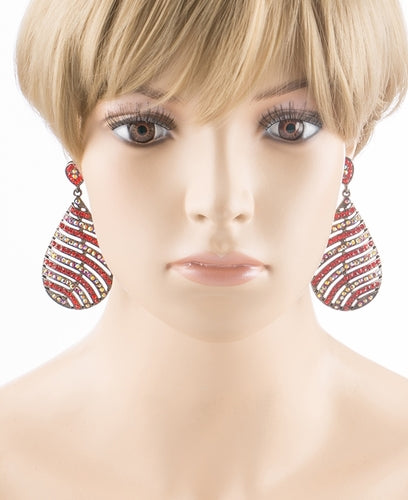 Modern Fashion Crystal Rhinestone Stunning Leaf Design Dangle Earrings E729 Red