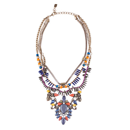 Stunning Magnificent Bead Crystal Rhinestone Statement Necklace Set JN269 Gray - Accessoriesforever