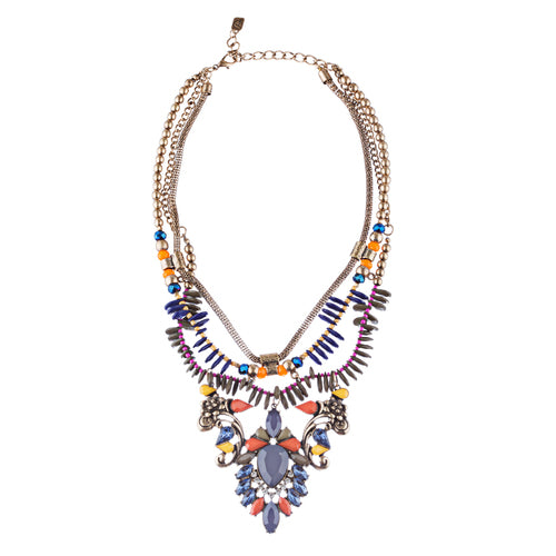 Stunning Magnificent Bead Crystal Rhinestone Statement Necklace Set JN269 Gray - Accessoriesforever