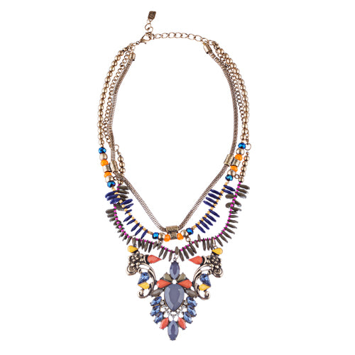 Stunning Magnificent Bead Crystal Rhinestone Statement Necklace Set JN269 Gray