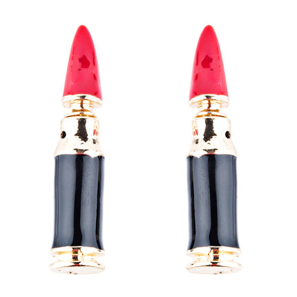 Fun Fashion Stylish Lipstick Back Closure Design Enamel Stud Earrings Red Gold