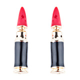 Fun Fashion Stylish Lipstick Back Closure Design Enamel Stud Earrings Red Gold