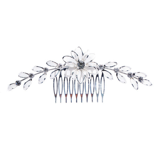 Bridal Wedding Jewelry Crystal Rhinestone Mesh Floral Linear SH Drape Hair Comb - Accessoriesforever