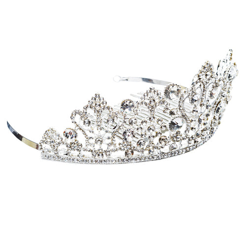 Bridal Wedding Jewelry Crystal Rhinestone Exquisite Crown Tiara H173 Silver - Accessoriesforever