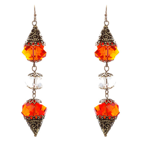 Trendy Fashion Crystal Rhinestone Stylish Pointed Tear Drop Earrings E829 Red - Accessoriesforever