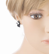 Sparkle Cute Crystal Rhinestone Animal Cat Fashion Stud Earrings Hemitate Black