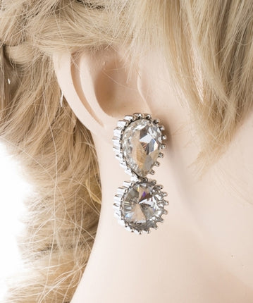 Bridal Wedding Jewelry Prom Simple Sparkle Fashion Dangle Earrings E974 Silver - Accessoriesforever