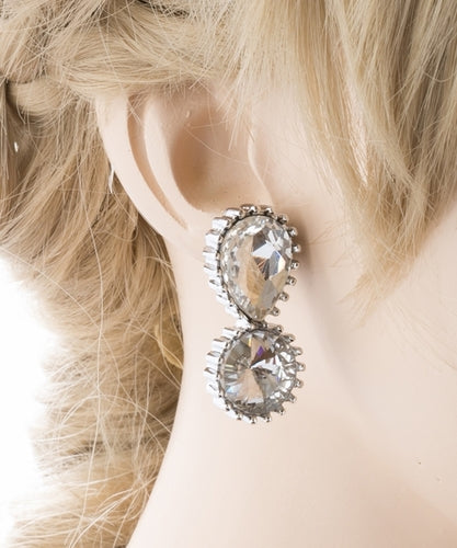 Bridal Wedding Jewelry Prom Simple Sparkle Fashion Dangle Earrings E974 Silver - Accessoriesforever