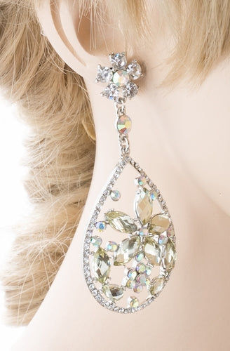 Bridal Wedding Jewelry Crystal Rhinestone Glamorous Teardrop Dangle Earrings