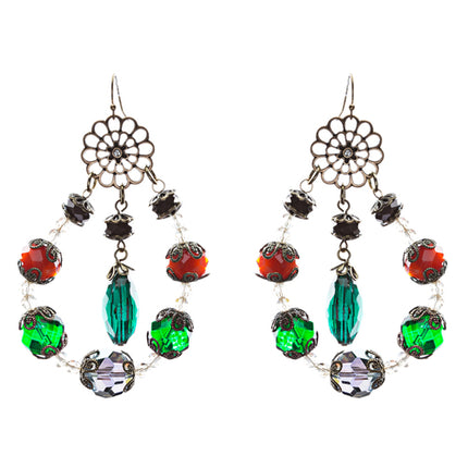 Bold Fashion Unique Beaded Charms In Tear Drop Statement Earrings E854 Multi
