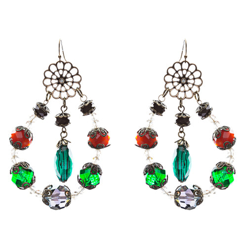 Bold Fashion Unique Beaded Charms In Tear Drop Statement Earrings E854 Multi