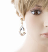 Bridal Wedding Jewelry Crystal Rhinestone Gorgeous Dangle Drop Design E789 Gold