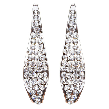 Bridal Wedding Jewelry Rhinestones Wave Earrings Silver - Accessoriesforever