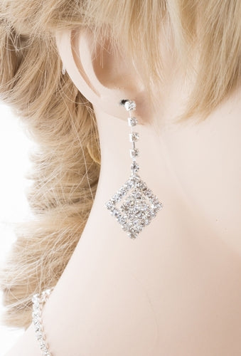 Bridal Wedding Jewelry Crystal Rhinestone Gorgeous Design Necklace J572 Silver