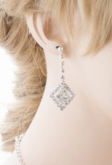 Bridal Wedding Jewelry Crystal Rhinestone Gorgeous Design Necklace J572 Silver