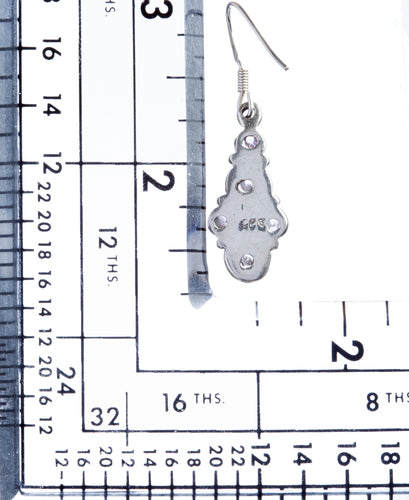 925 Sterling Silver Natural Gemstones Amethyst Dangle Earrings FJSVE2161