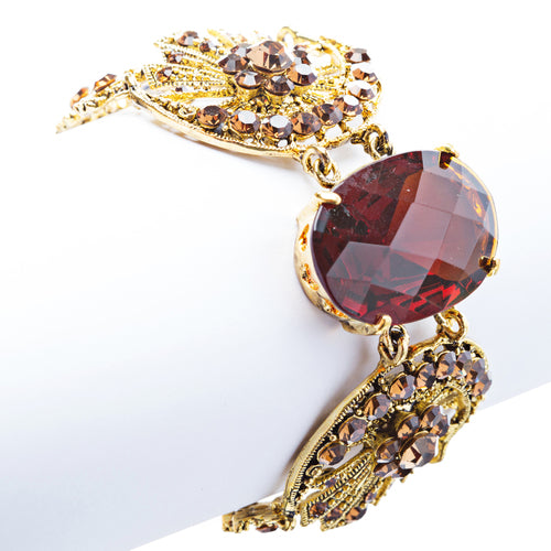 Austrian Crystal Link Bracelet Victorian Gold