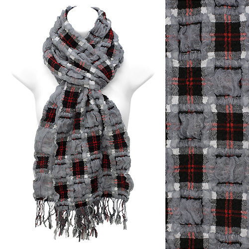 Plaid Block Check Pattern Design Double Side Muffler Scarf Black Gray - Accessoriesforever