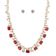 Sparkle Crystal Rhinestone Jewelry Set Beautiful Pattern Necklace J527 Red