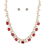 Sparkle Crystal Rhinestone Jewelry Set Beautiful Pattern Necklace J527 Red