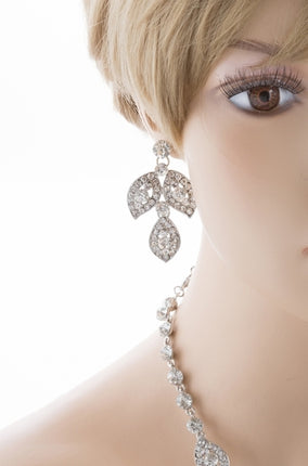Bridal Wedding Jewelry Crystal Rhinestone Fantasic Stunning Necklace Silver - Accessoriesforever
