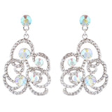 Bridal Wedding Jewelry Set Crystal Rhinestone Chunky Floral Necklace Silver AB