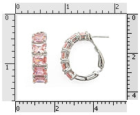 Pink CZ Baguete Earrings 925 Sterling Silver