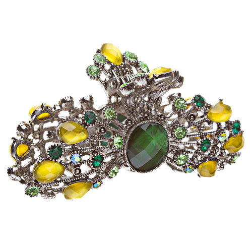 Austrian Crystal Hair Claw Clip Yellow Green - Accessoriesforever