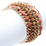 Gorgeous Crystal Rhinestone Fabric Braided Latch Fashion Bracelet B455 Brown