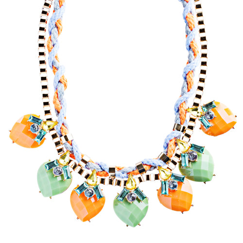 Modern Fashion Crystal Rhinestone Vibrant Heart Shape Necklace Set N75 Multi