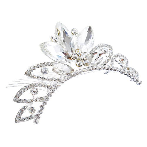 Bridal Wedding Jewelry Crystal Rhinestone Chic Design Hair Comb Tiara H134 SV - Accessoriesforever