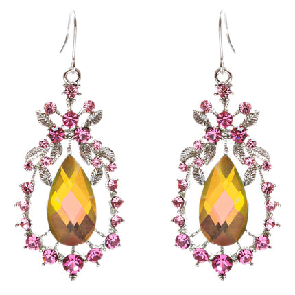Modern Fashion Crystal Rhinestone Dazzling Tear Drop Dangle Earrings E75 Multi