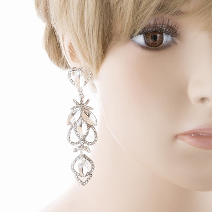 Bridal Wedding Jewelry Crystal Rhinestone Delicate Intricate Earrings E715 SLV - Accessoriesforever