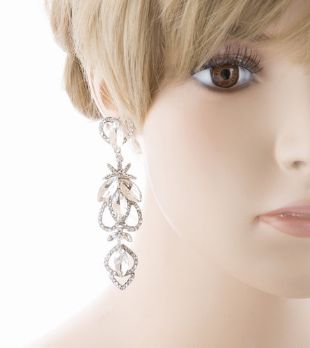 Bridal Wedding Jewelry Crystal Rhinestone Delicate Intricate Earrings E715 SLV - Accessoriesforever