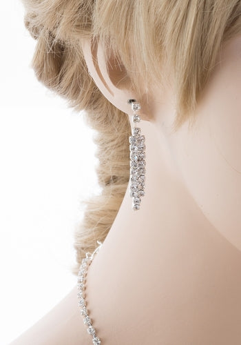 Bridal Wedding Jewelry Crystal Rhinestone Alluring Grand Necklace J546 Silver