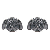 Puppy Dog Crystal Rhinestone Fashion Small Stud Earrings Hematite Black