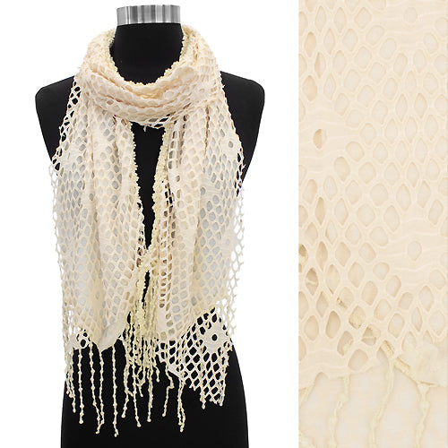 Soft Lightweight Net Vintage Fashion Scarf Creme Beige