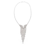 Bridal Wedding Jewelry Crystal Rhinestone Illuminating Dangling Necklace J516 SV