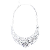 Bridal Wedding Jewelry Set Crystal Rhinestone Classic Bib Design J589 Silver