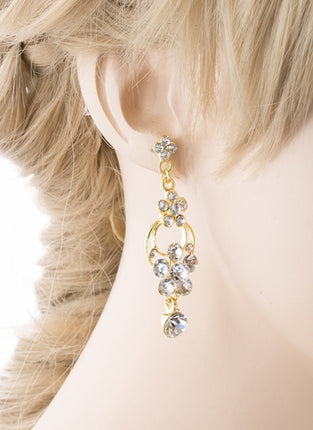 Bridal Wedding Jewelry Prom Beautiful Dressy Dangle Fashion Earrings E971 Gold - Accessoriesforever