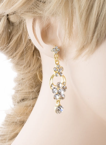 Bridal Wedding Jewelry Prom Beautiful Dressy Dangle Fashion Earrings E971 Gold
