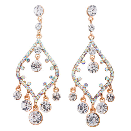 Bridal Wedding Jewelry Crystal Rhinestone Open Chandelier Dangle Earrings Gold - Accessoriesforever