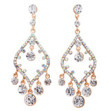 Bridal Wedding Jewelry Crystal Rhinestone Open Chandelier Dangle Earrings Gold