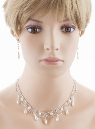Bridal Wedding Jewelry Set Crystal Rhinestone Pearl DG - Accessoriesforever